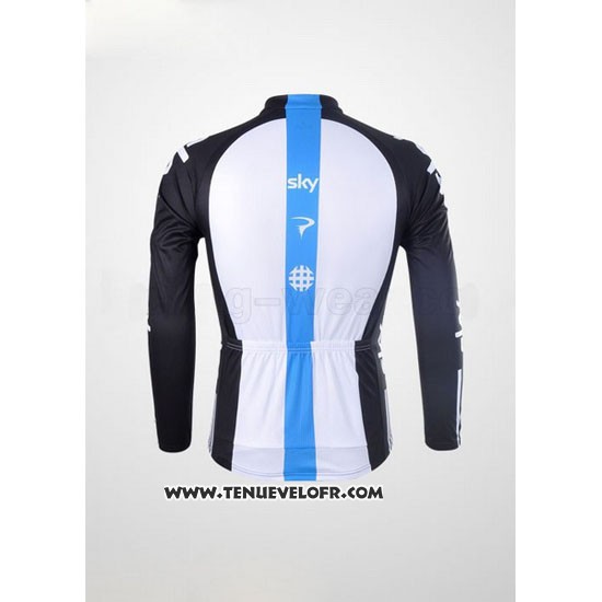 2012 Maillot Ciclismo Sky Noir et Azur Manches Longues et Cuissard